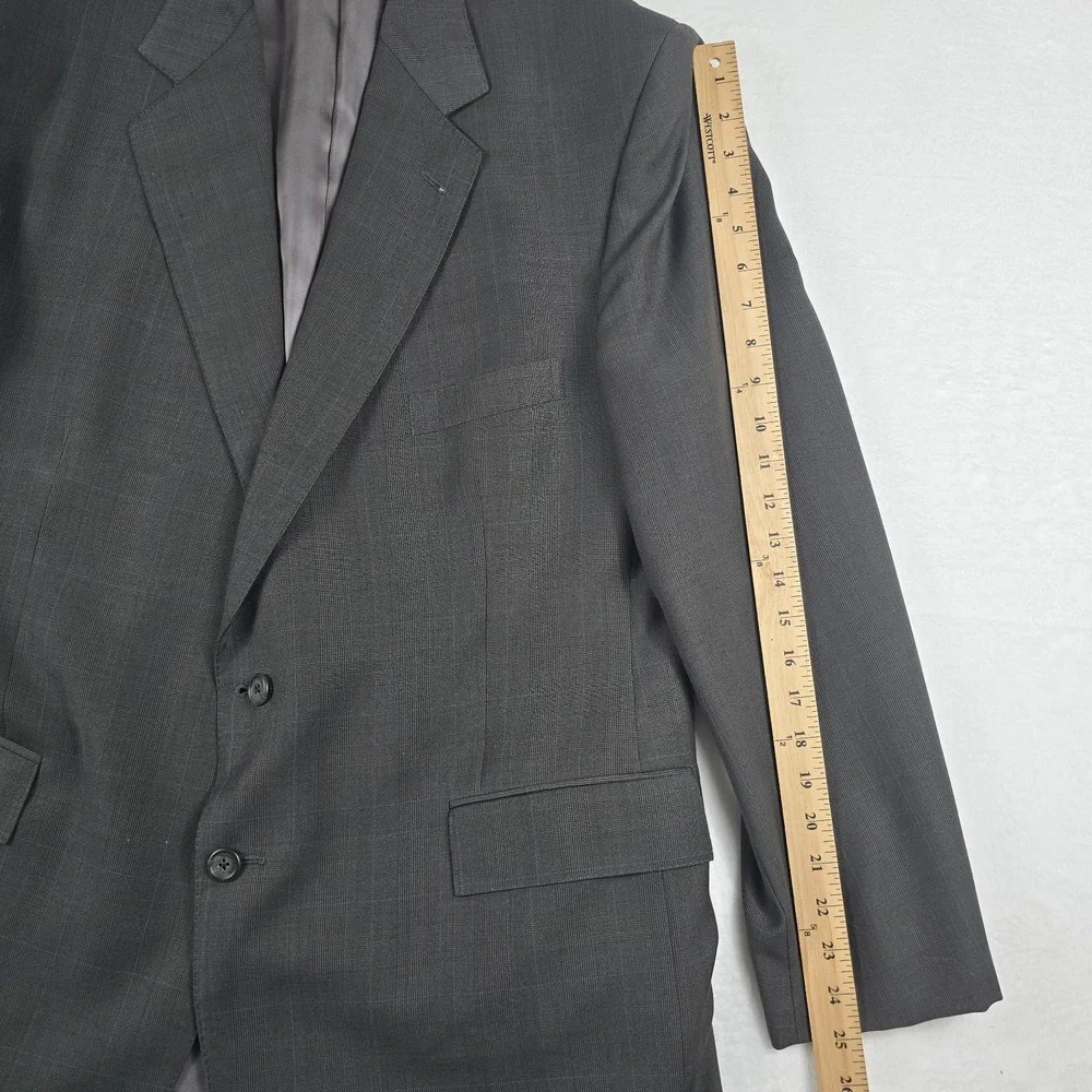 Polo Ralph Lauren Vintage 46R Gray Plaid Suit Jacket Sport Coat Blazer USA‎ Made
